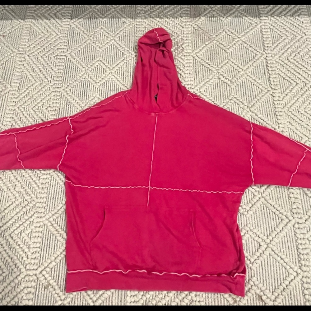 Pink Reverse White stitch Hoodie